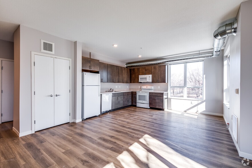 The Parkway - 2BR, 1BA - Kitchen and Living Room - The Parkway