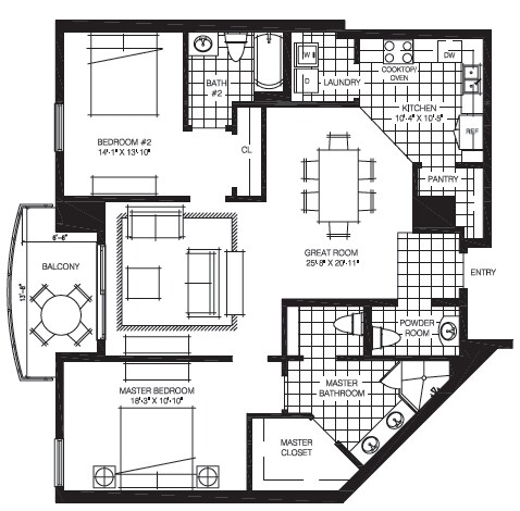 2BR/2.5BA - The Mark
