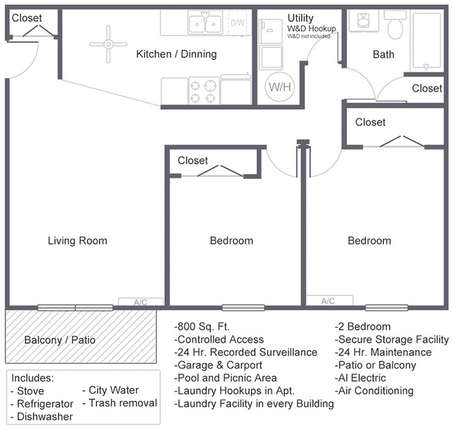 2BR/1BA - Arbor Park Apartments