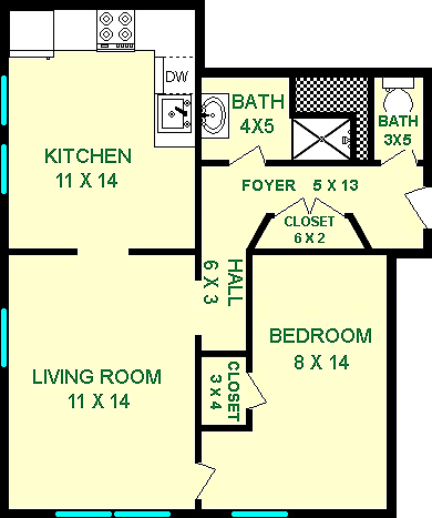 Galvani One Bedroom Floorplan - Cavendish