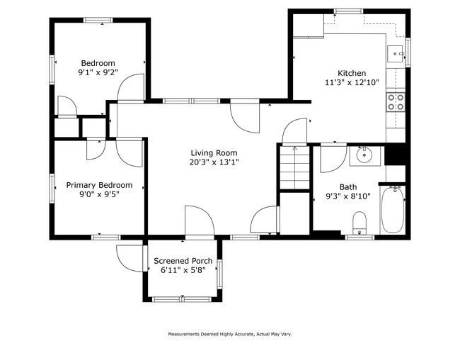 2 bdr 1 bath, LR and full kitchen - 308 Portsmouth Ave