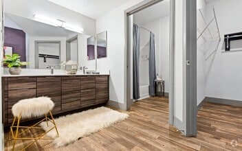 Bathroom with Dual Sinks, Long Vanity, and Open Shower Access - REVERB