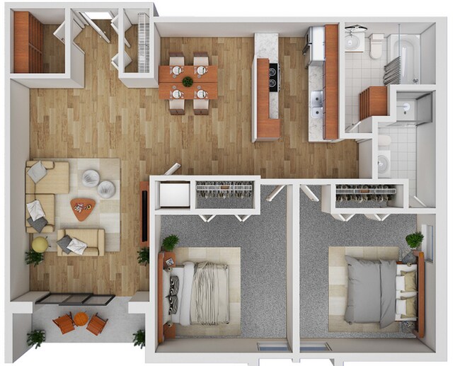 2 Bed 2 Bath Floor Plan - Kendall Off Main
