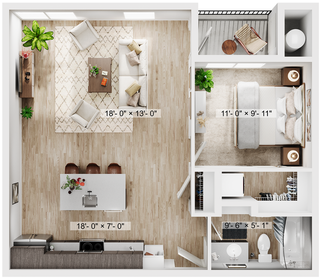 1BR/1BA - A3 - 723SQFT - Claro at High Point