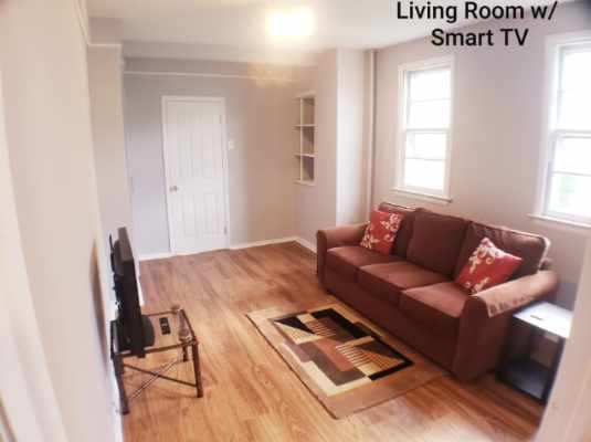 Living Room w/ TV and Roku Streaming Device - 30 Umberto Ave