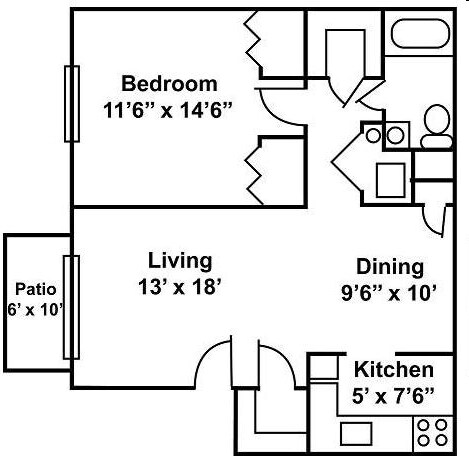 1BR/1BA - Royal Manor Apartments