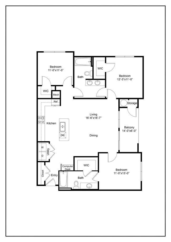 Floorplan - Azure Apartment Homes