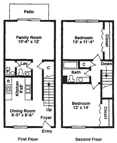 Two Bedroom Townhome - Eastwyck Apartments