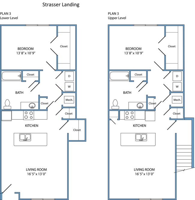 Plan 3 - 1 bed, 1 bath - Strasser Landing and House