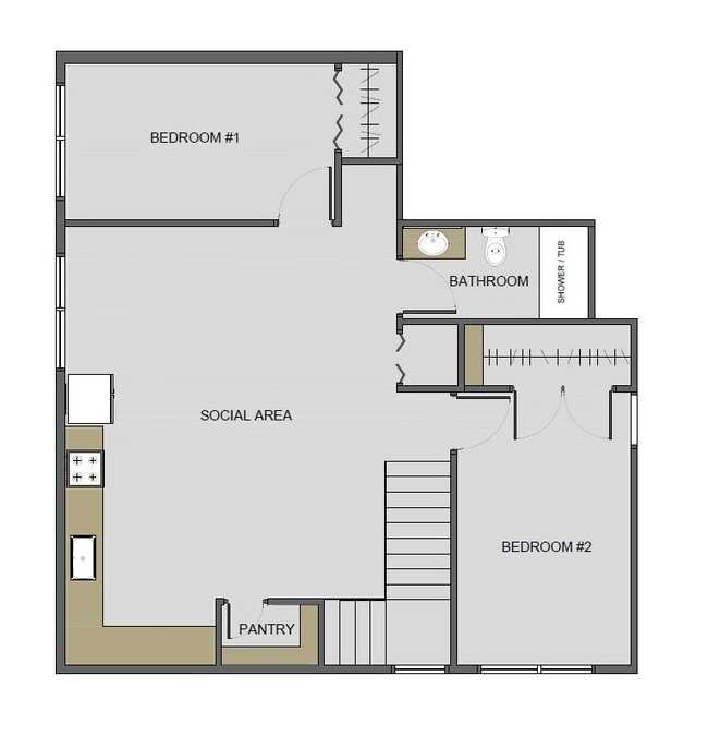 2 Bedroom - Upstairs - Windrush Townhomes