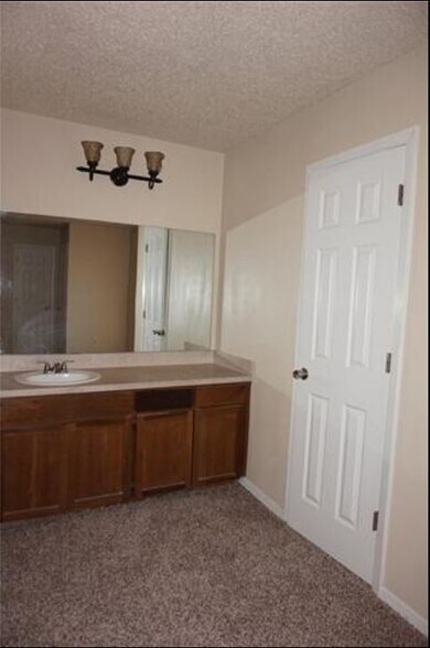 Master bathroom sink and vanity mirror. - 2205 Chase Ct