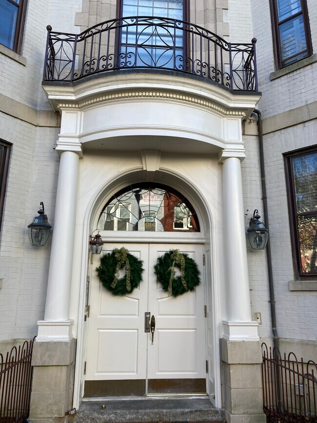 Front door in holiday dress - 3014 Dent Pl NW