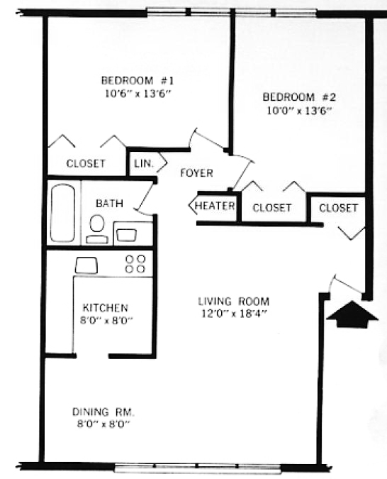 2BR/1BA - Courtyard Apartments