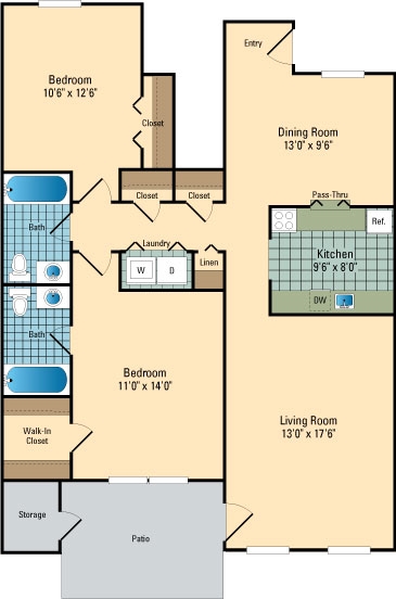2BR/2BA - Hidenwood Apartments