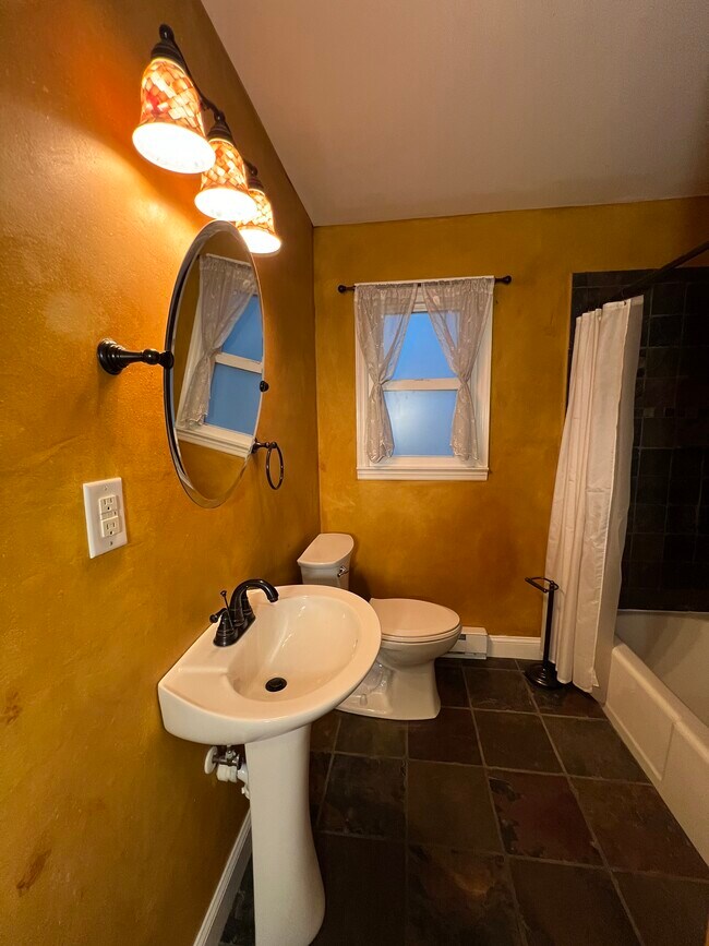 Bathroom is finished with natural plaster and linseed-beeswax finish for a warm glow - 73 Swannanoa Ave