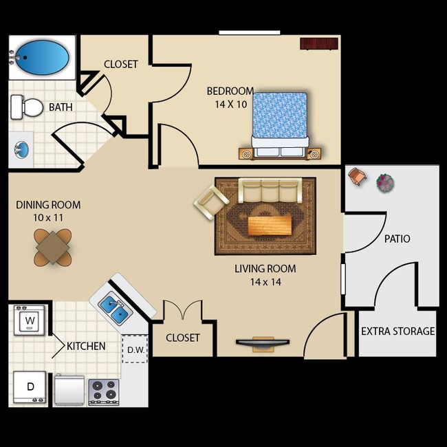 Crimson Floor Plan - Buffalo Creek Apartments