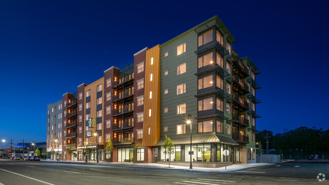 Red Oak at 409 Elm Street at night