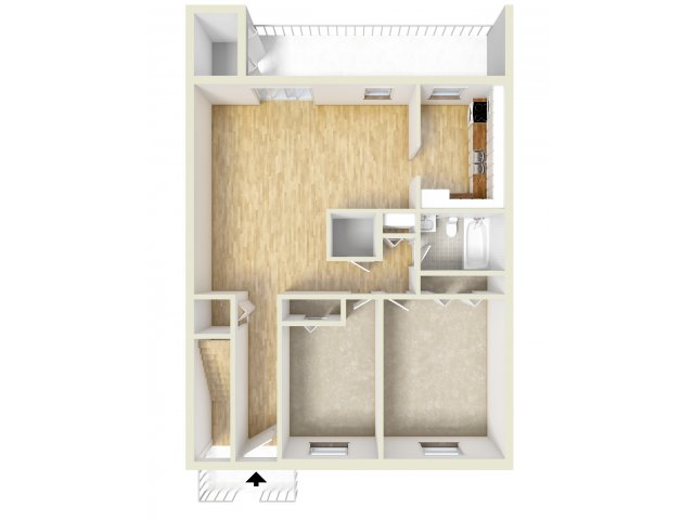 Two bedroom downstairs floor plan - Westover Village Apartments