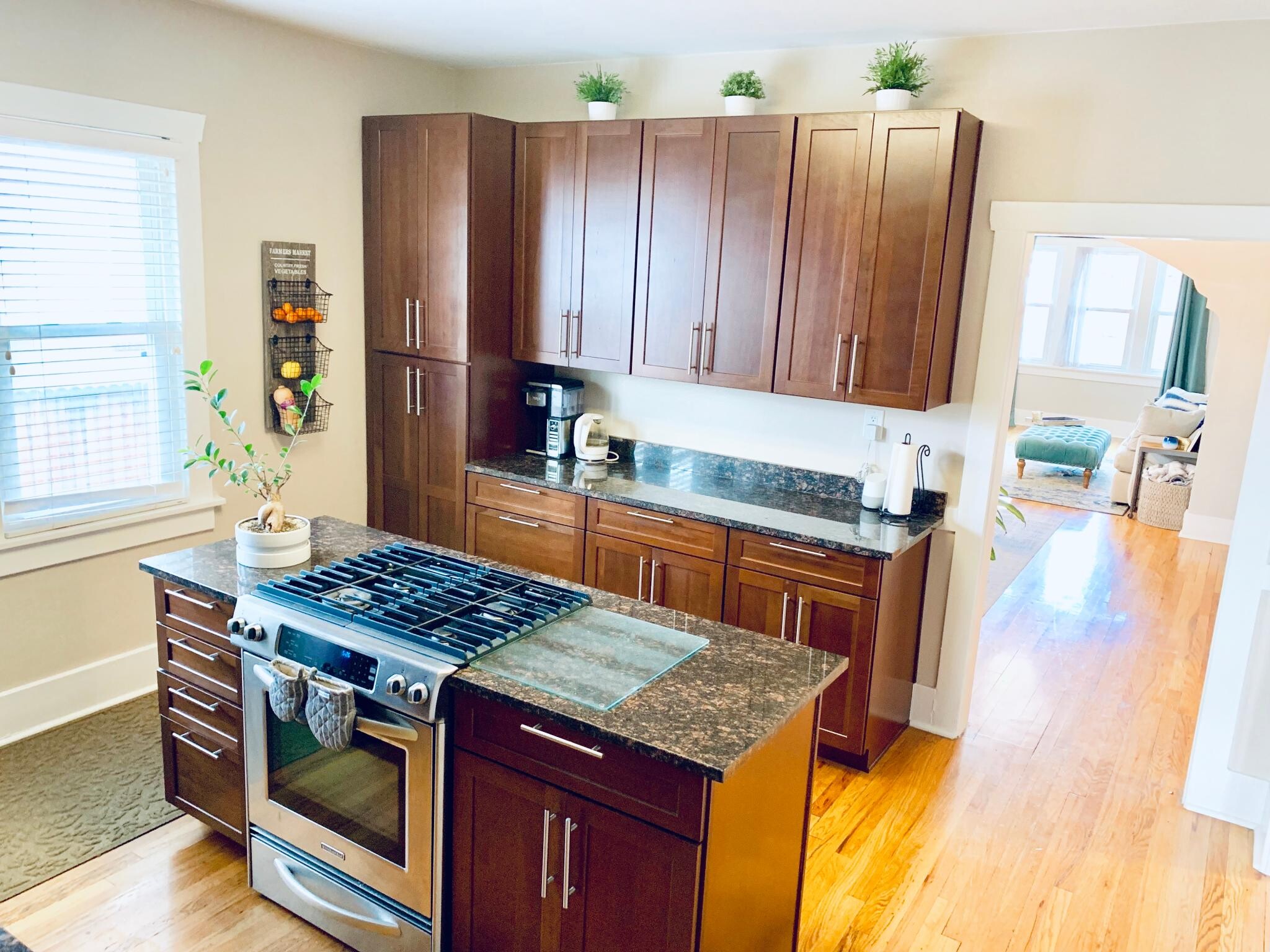 Recently renovated kitchen with stainless steel appliances, gas range, granite countertops. - 1447 Osceola St