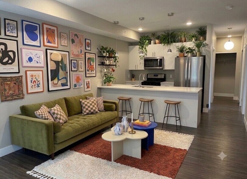 Living room/Kitchen (Staged with AI) - 2374 S University Blvd