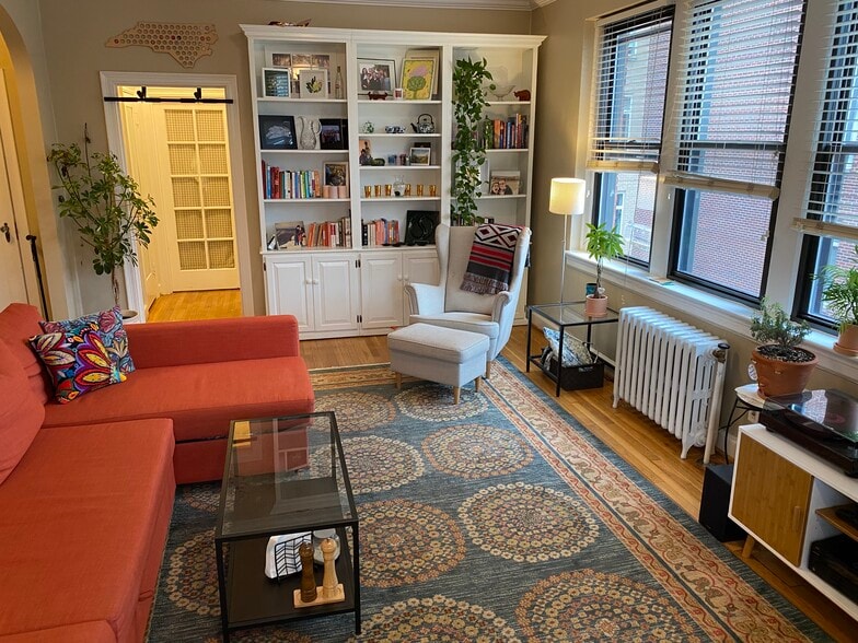 Living room with built in shelves - 4007 Connecticut Ave NW