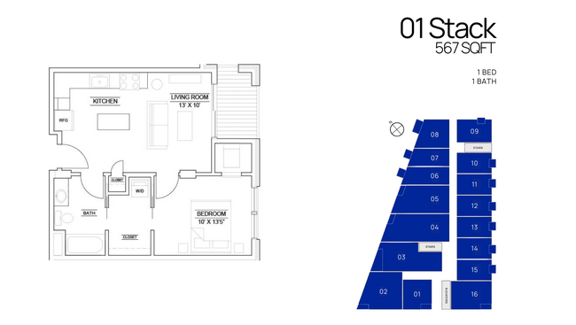 01 1 Bed, 563 sqft - Intersect