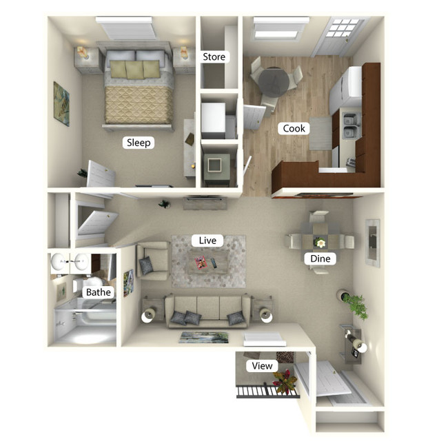 The Gardenia - 700 Sq. Ft. - Magnolia Gardens