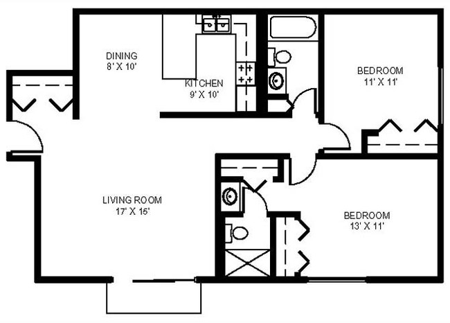 Two Bedroom Two Bath C - Buffalo Creek Apartments