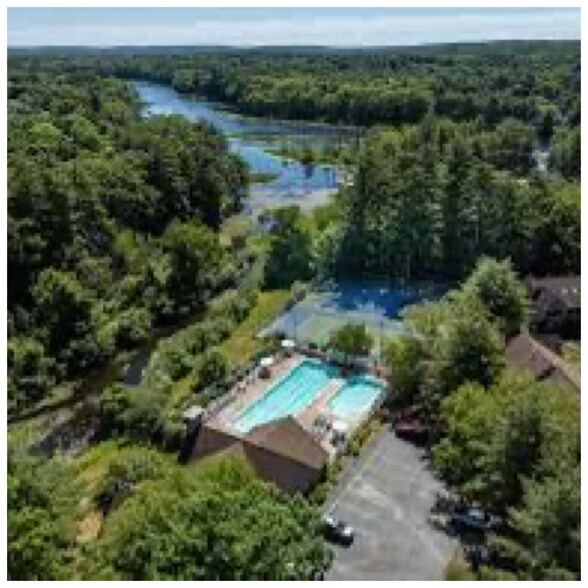 Aerial view of pools and tennis courts - 296 Bartemus Trl