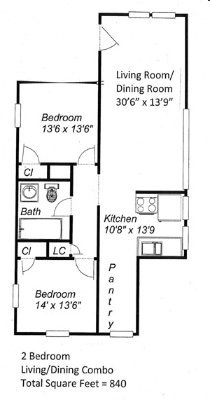 2BR/1BA - Landmark Square Apartments