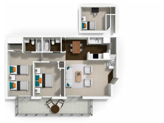 2x2 with Loft - La Salle Apartments