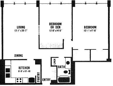 ONE BEDROOM, ONE BATHROOM WITH DEN - The Cabochon at River Oaks