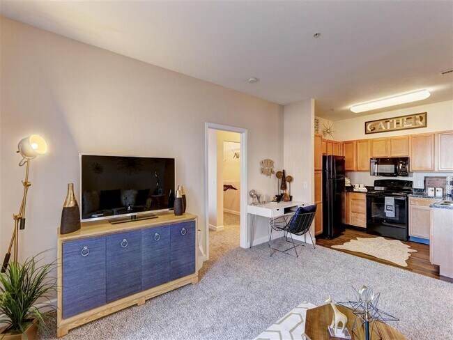 Residence at North Penn living room with office space - Residence at North Penn