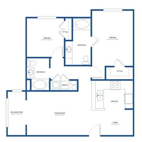 2x2 Small Renovated Floor Plan - Independence Park