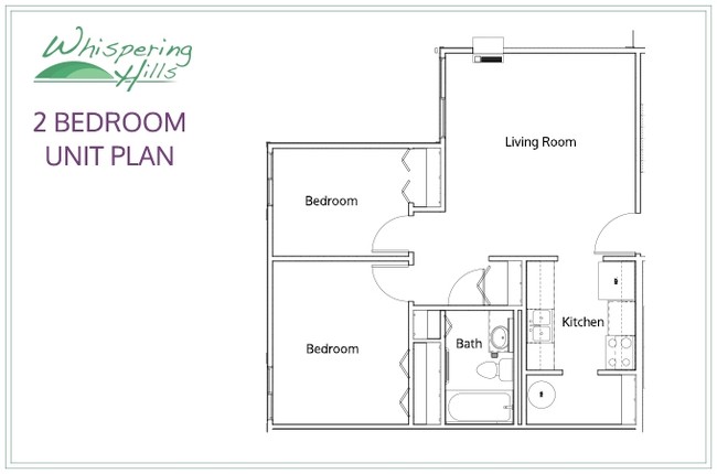 2 Bedroom Unit Plan - Whispering Hills Apartments