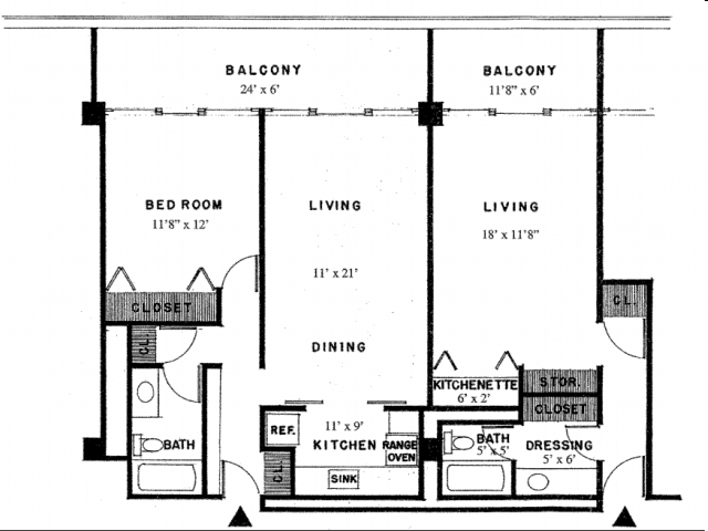 1BR/1BA - Lakeshore Towers