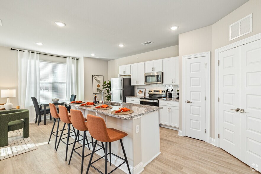 The Cape: 1BA, 1BR- Kitchen - The Flats at East Bay