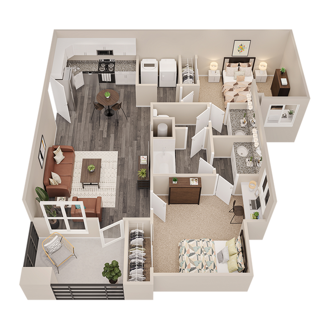 B1 Premium: 2BD | 1BA | 790 SF - Arches On The Lake Student Living