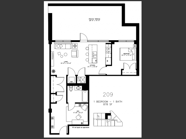 1 Bed 1 Bath/ Den - 1241 N. Milwaukee
