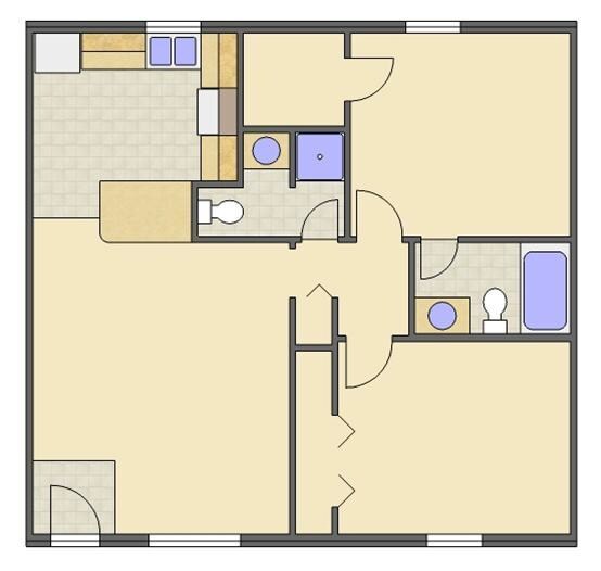 2BR/2BA - Center Court Apartments