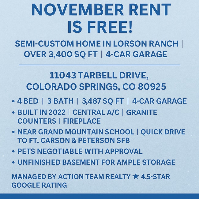 Building Photo - Move-In Now and Get November Rent FREE! Spacious 4-Bedroom Semi-Custom Home in Lorson Ranch with ...