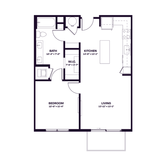 Oberon A3 One Bedroom Floor Plan - Oberon