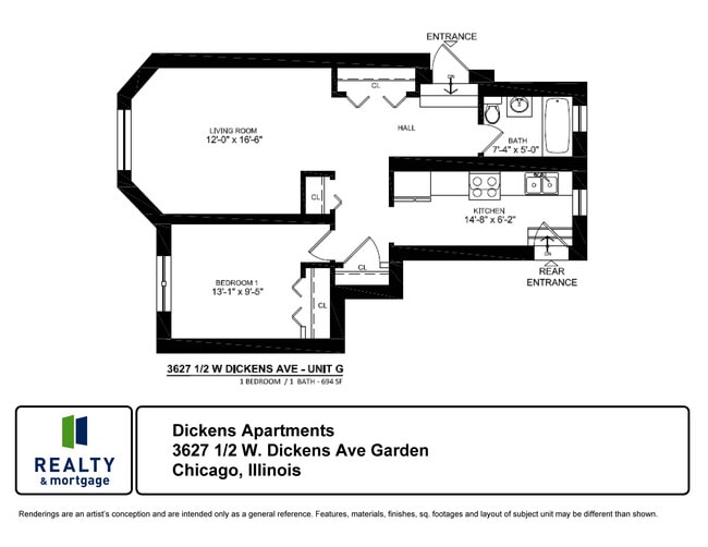 3627.5 Dickens 1 Bed Garden - 3625 W. Dickens St.