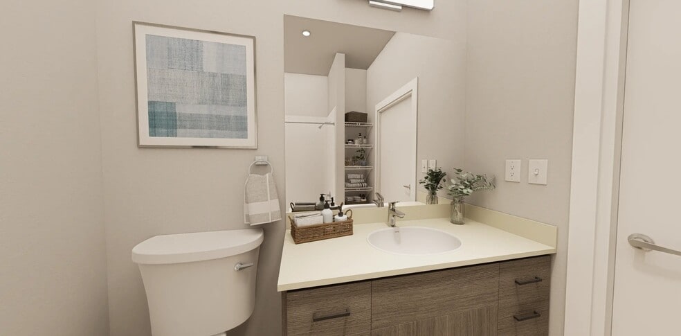 1 Bed Bath Rendering - Connection Angle Lake