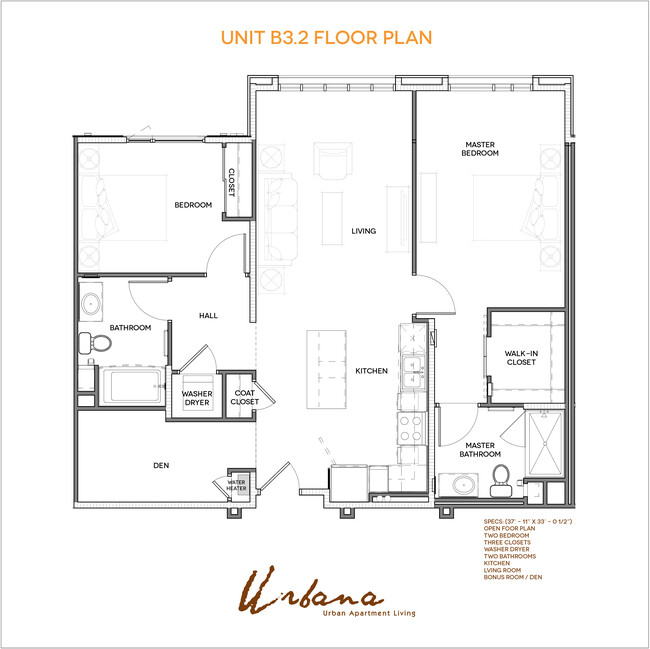 B3.2 Floorplan - Urbana Chula Vista Luxury Apartments