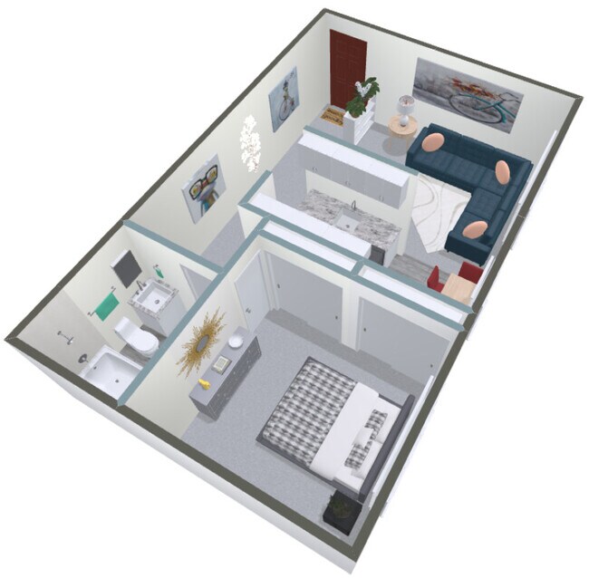 1BR, 1BA - 600SF Dollhouse View - McClellan Court Apartments