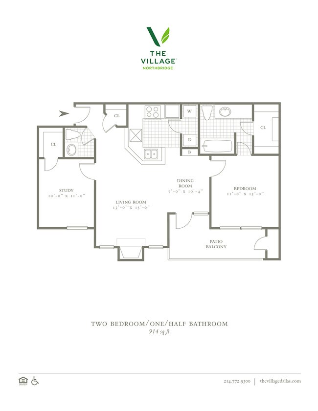 One Bedroom/One Bath - 914sf - The Village Northbridge