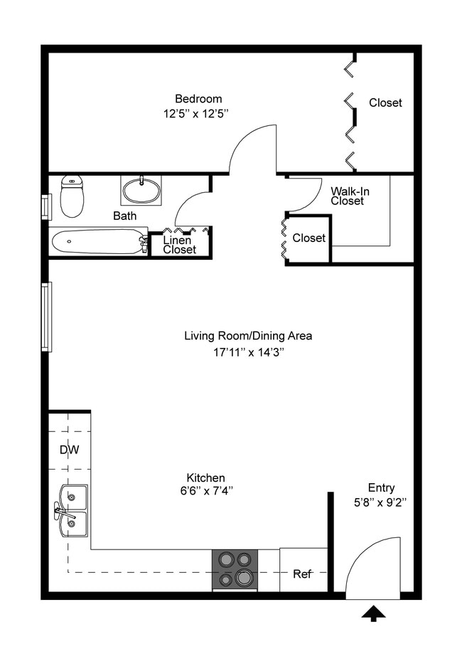 One Bedroom Floor Plan - Penfield Skyline Apartments