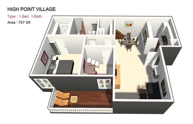 One Bed / One Bath with Den - High Point Village