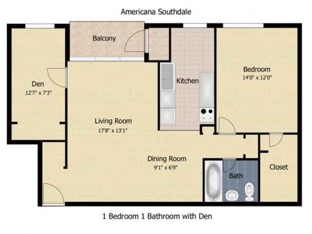 2 Bedroom 1 Bath - Americana Southdale